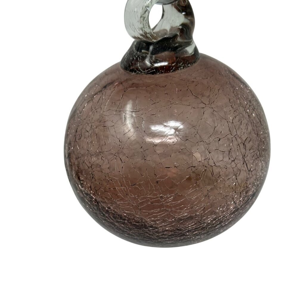 Handmade Crackle Glass Ornament Brown Round Transparent Decorative Sphere